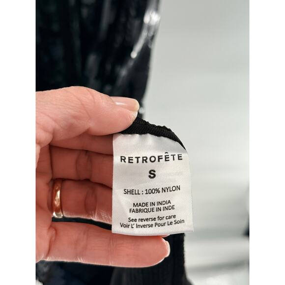 Retrofete Elsi Long Sleeve Mesh Sequin Bodycon Maxi Dress Black Women's Size S - Picture 5 of 5